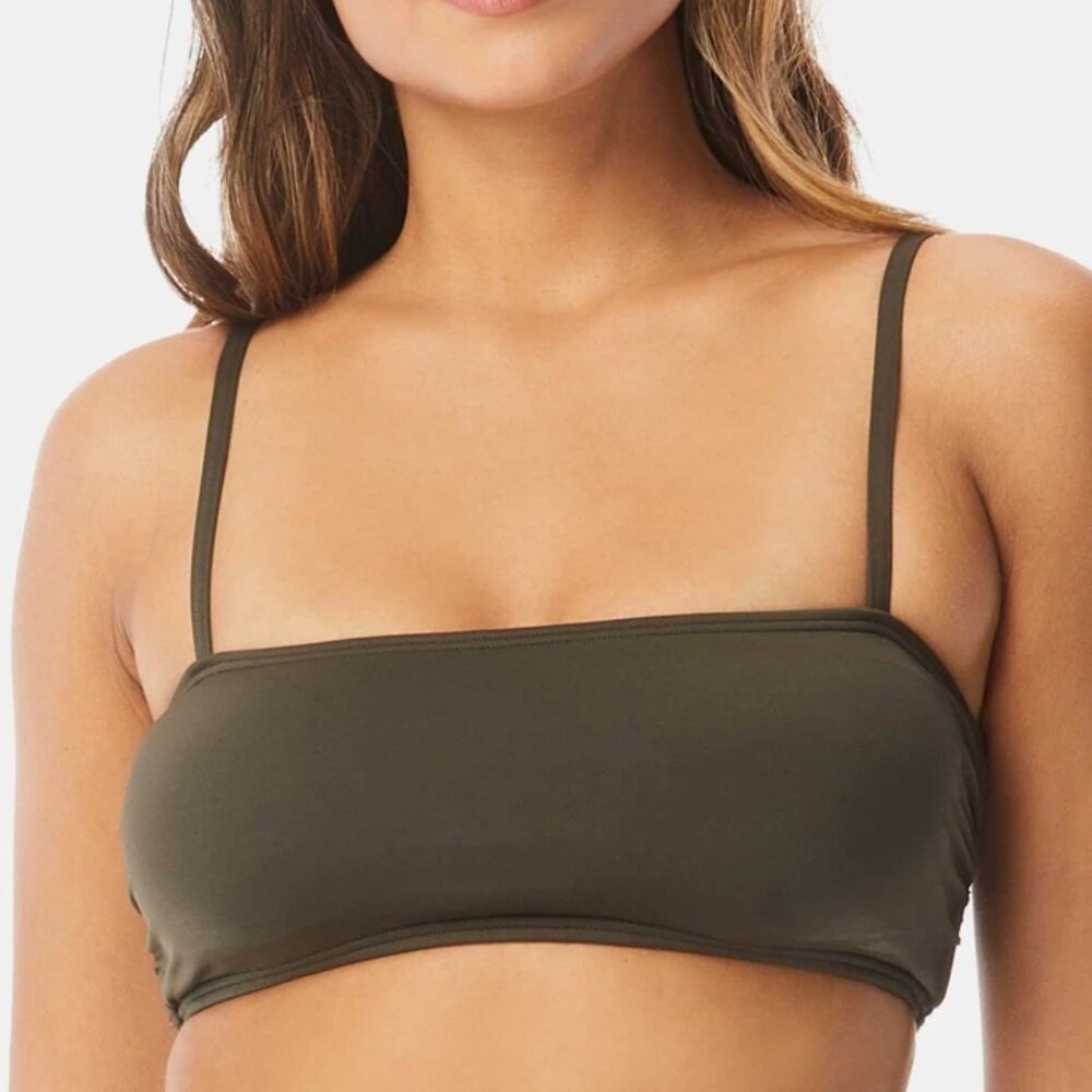VINCE CAMUTO Olive Green Bandeau Bikini Top